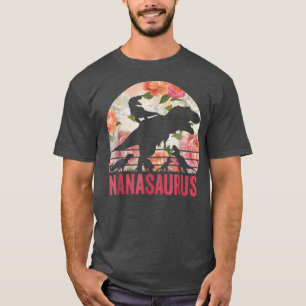 Nanasaurus Dinosaur Flowers 4 Kids Grandma Mother T-Shirt