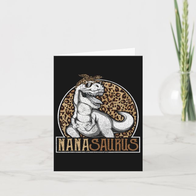 Nanasaurus Dinosaur Nana Leopard Shirt  Card (Front)