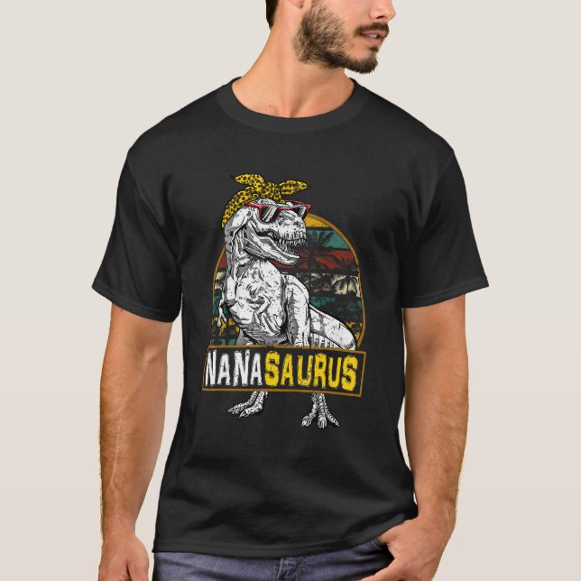 Nanasaurus Leopard Rex Dinosaur Nana Saurus Mother T-Shirt (Front)