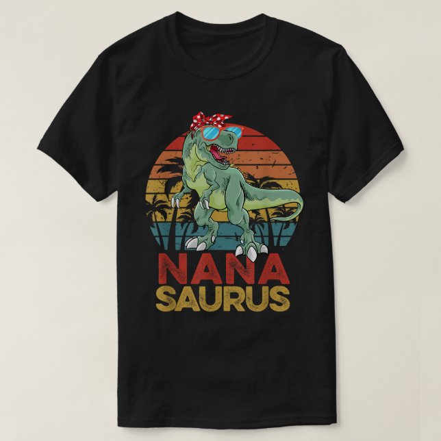 Nanasaurus T Rex Dinosaur Funny Vintage Nana Sauru T-Shirt (Design Front)