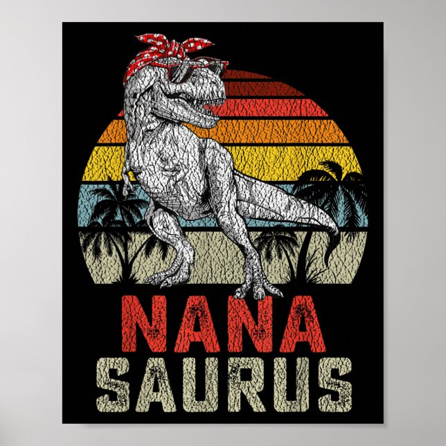 Nanasaurus T Rex Dinosaur Nana Saurus Family Match Poster (Front)