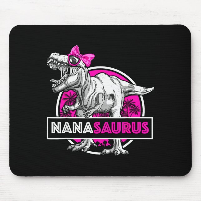 Nanasaurus T-rex Matching Funny Grandma Saurus Din Mouse Mat (Front)