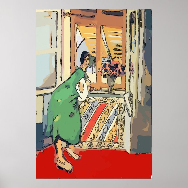 Nancy at window in Destin Poster (Front)