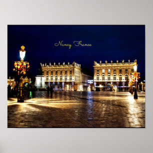 Nancy, France at Night Poster