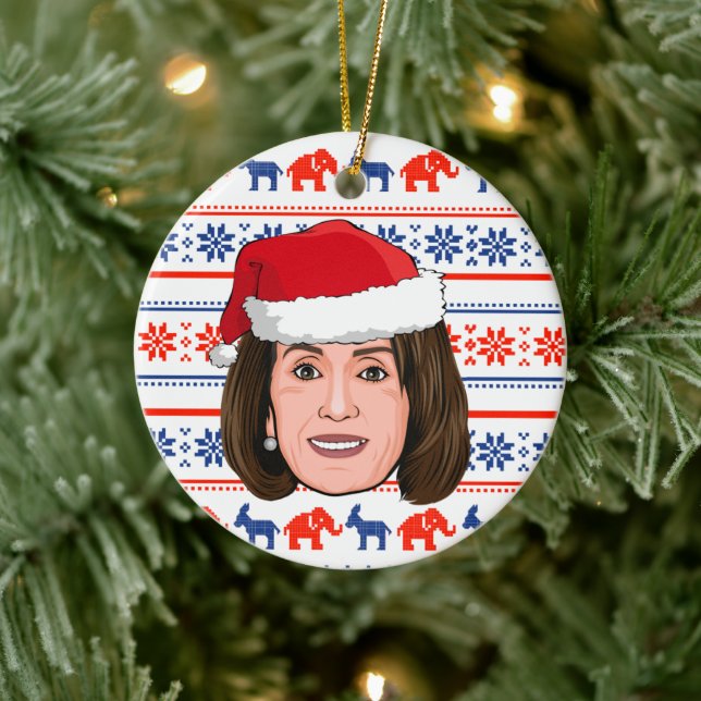 Nancy Pelosi Christmas Ceramic Tree Decoration (Tree)