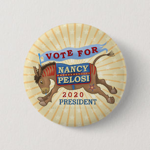 Nancy Pelosi for President 2020 Democrat Donkey 6 Cm Round Badge