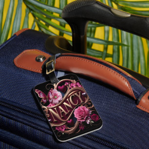 Nancy's Floral Nameplate Luggage Tag