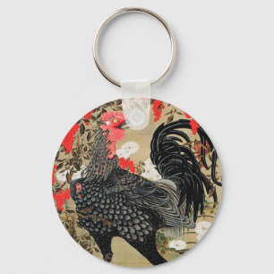 Nandina and Rooster Illustration by Ito Jakuchu Key Ring