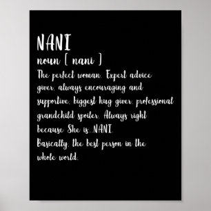 Nani Definition Grandma Mothers Day Women Poster
