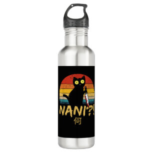 Nani! What_ Vintage Black Cat Omae Wa Meme Kitten  710 Ml Water Bottle