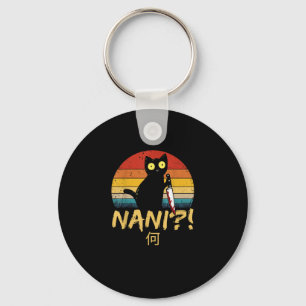 Nani! What_ Vintage Black Cat Omae Wa Meme Kitten  Key Ring