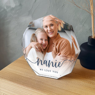 Nanie We Love You   Grandma Script Overlay Photo Block