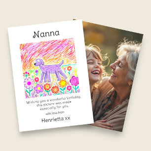 Nanna Birthday Card Child hand  Drawing photo 