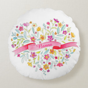 Nanna heart bouquet throw pillow