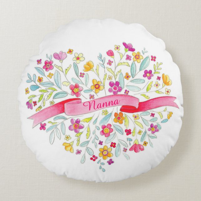Nanna heart bouquet throw pillow (Front)