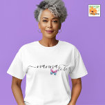 nanna to be Gender reveal party matching T-Shirt<br><div class="desc">what an exiting time... Meeting your friends and family telling them your big news. Especially your mama or mum in law. This new nanna's tee is matching the butterflies summer geneder reveal party design. Edit the text to granny, grandma, etc, whatever new gradnma will be responding to . Tweak it...</div>