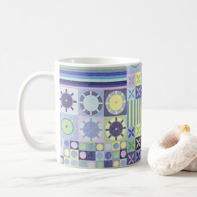 Nanna's Pretty Faux Knit Crochet Blanket Pattern C Coffee Mug (With Donut)