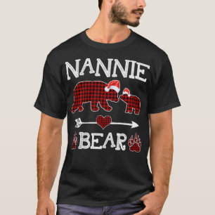 Nannie Bear Christmas Pajama Red Plaid Buffalo Fam T-Shirt