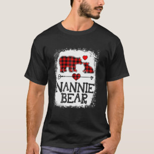 Nannie Bear Christmas Pajama Red Plaid Buffalo Fam T-Shirt