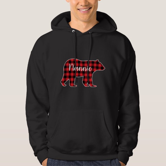 Nannie Bear Red Plaid Family Matching Christmas Pa Hoodie (Front)