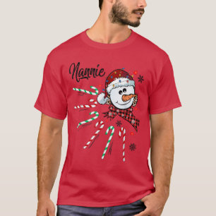 Nannie Snowman Candy Cane Christmas Xmas Funny 905 T-Shirt