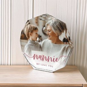 Nannie We Love You Grandma Script Overlay Photo Block