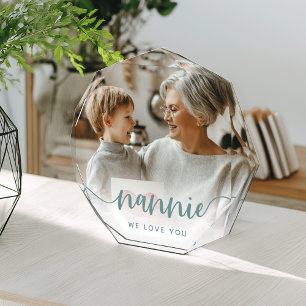 Nannie We Love You   Grandma Script Overlay Photo Block