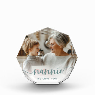 Nannie We Love You   Grandma Script Overlay Photo Block