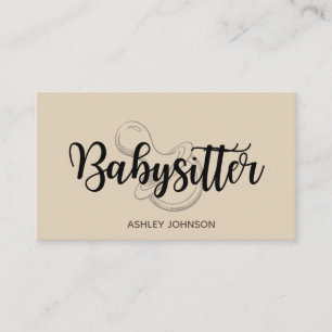 Nanny Babysitter Child Care Sketch Pacifier Pastel Business Card