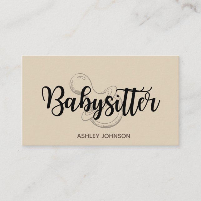 Nanny Babysitter Child Care Sketch Pacifier Pastel Business Card (Front)