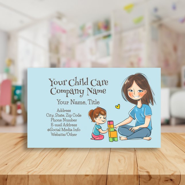Nanny Babysitter Woman Childcare Daycare Children Business Card (daycare child care business card)