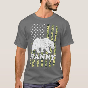 Nanny Bear Camping Hiking Camouflage USA American T-Shirt