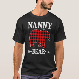 Nanny Bear Christmas Pajama Red Plaid Buffalo Fami T-Shirt