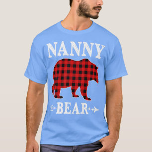 Nanny Bear Christmas Pajama Red Plaid Buffalo Fami T-Shirt