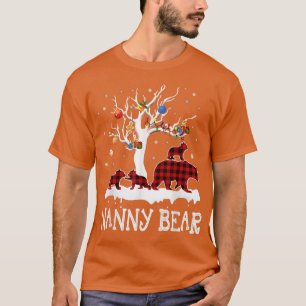 Nanny Bear Christmas Pajama Red Plaid Buffalo Fami T-Shirt