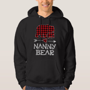 Nanny Bear Christmas Xmas Pajama Red Plaid Buffalo Hoodie