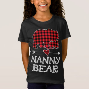 Nanny Bear Christmas Xmas Pajama Red Plaid Buffalo T-Shirt
