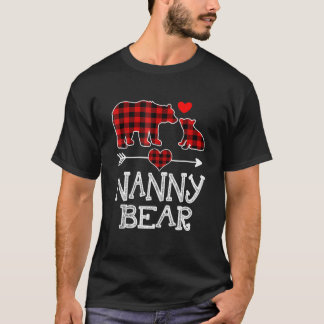 Nanny Bear Christmas Xmas Pajama Red Plaid Buffalo T-Shirt