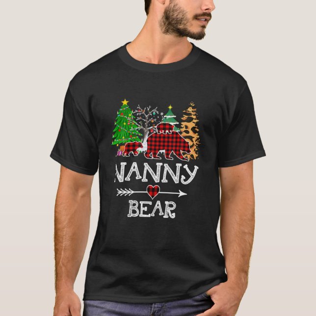Nanny Bear , Red Buffalo Plaid Nanny Bear Pajama T-Shirt (Front)