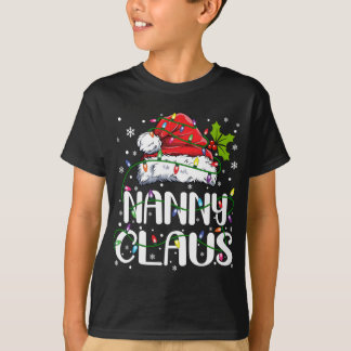 Nanny Claus Christmas Lights Pajama Family Matchin T-Shirt
