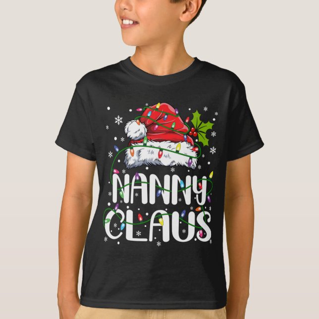 Nanny Claus Christmas Lights Pajama Family Matchin T-Shirt (Front)