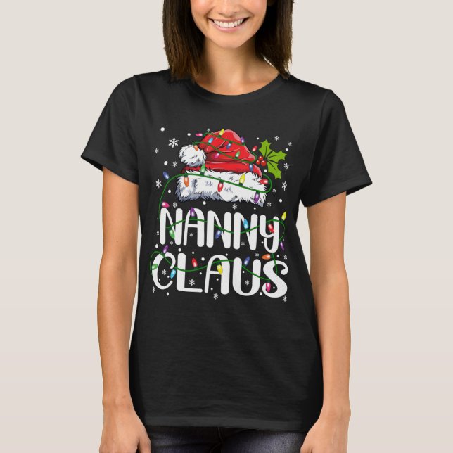 Nanny Claus Christmas Lights Pajama Family Matchin T-Shirt (Front)