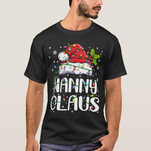 Nanny Claus Shirt Christmas Lights Pajama Family M (Front)