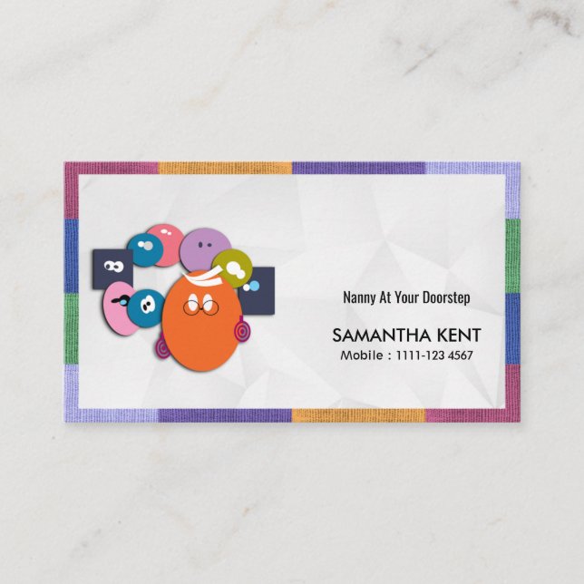 Nanny Colourful Curious Children Business Card (Front)