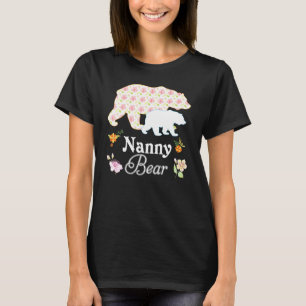 Nanny Floral Flower Bear Cute Family Mummy Grandma T-Shirt
