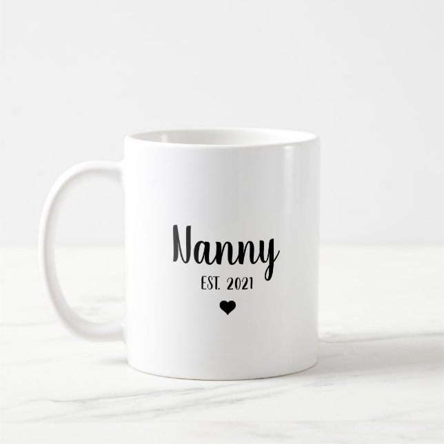 Nanny Grandma Pregnancy Announcement Baby Reveal Coffee Mug (Left)