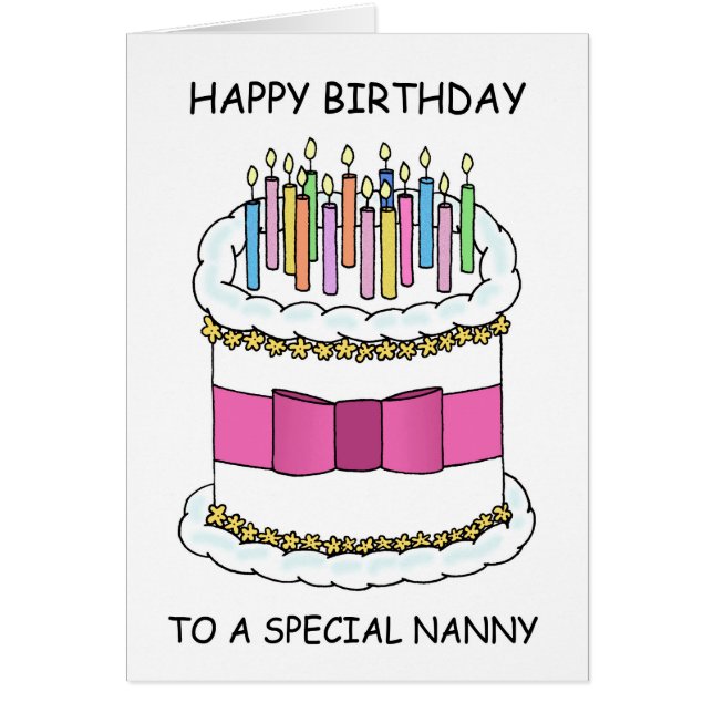 Nanny Happy Birthday Cartoon Cake (Front)