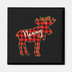 Nanny Moose _ Buffalo Red Plaid Family Christmas  Magnet