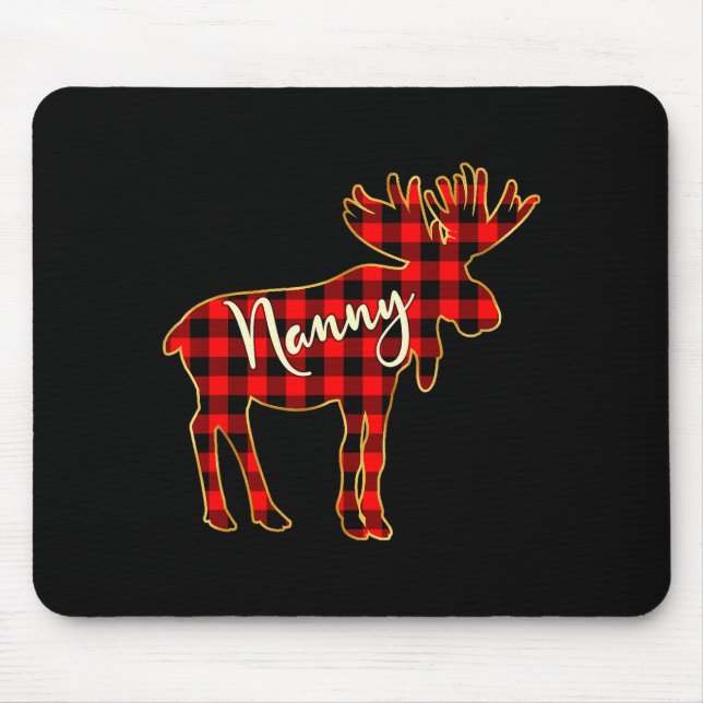 Nanny Moose _ Buffalo Red Plaid Family Christmas  Mouse Mat (Front)