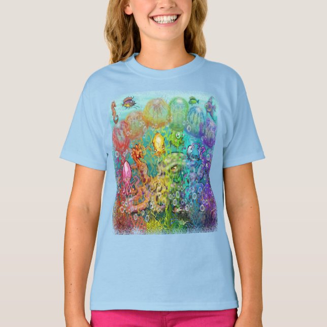 Nanny Octopus and Aqua Babies T-Shirt (Front)